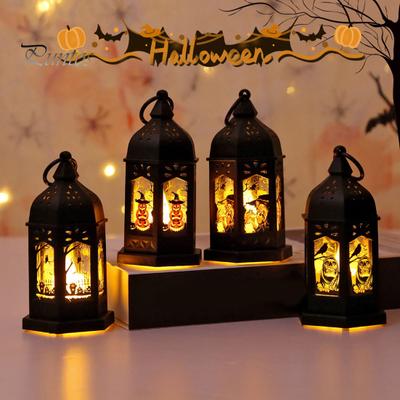 Halloween-Kerzenlaternen-Dekoration, batteriebetrieben, Mini-Schlossflamme, LED-Licht, rauchfreie, flackernde Kerzenlampe für Halloween-Dekor