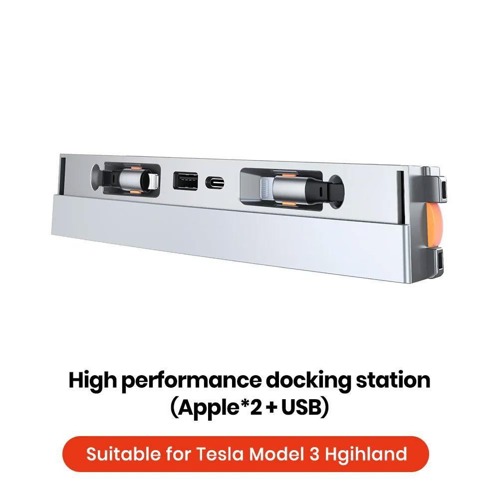 USB Hub Charger For Tesla Model Y Juniper 2025-2026 & Model 3 Highland 2024-2026 Center Console Docking Station Accessories