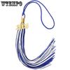 10pcs 2026 Tassel Graduation Tassels for Graduation Cap 2026 Blue White Tassel Cap Decorations with Golden Charms Memorial Cords Graduate