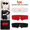 Adjustable Buckle Women's Elastic Wide Belt Plus Size Bowknot Waistband  for Dress Jeans