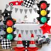 Racing Theme Party Decor Black and White Plaid Wheel Foil Balloon Sport Car Traffic Light Balloon Birthday Racing Party Supplies