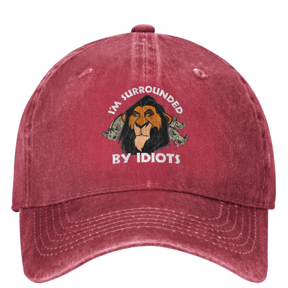 The Lion King Scar -I Am Surrounded By Idiots Portrait Baseball Cap Tennis Skate Wholesale Hip Hop Hats One Size