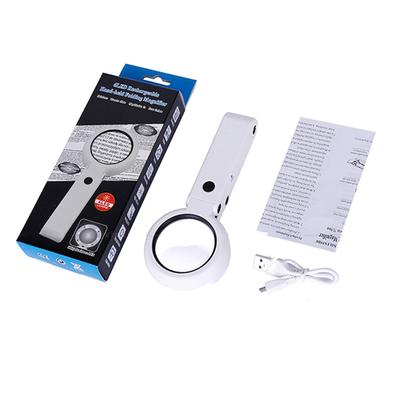 Handheld Magnifying Glass 7x Magnification Desktop Stand Design Reading Magnifying Glass with 6 LED Lights