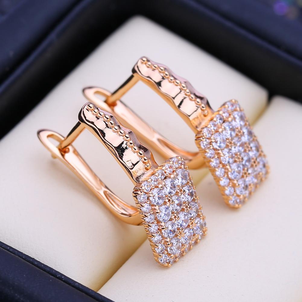 FEEYOO Clip-Ohrringe, Roségoldfarben, modische Ohrringe für Damen, Zirkonia, Ohrstecker, Schmuck