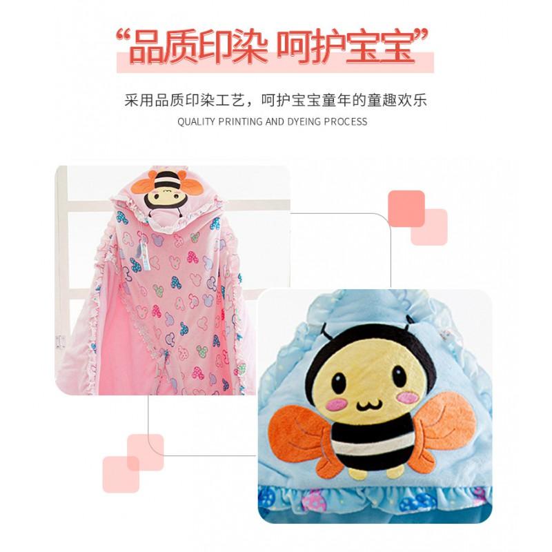 Embroidered Crystal Fleece Baby Swaddle Winter Envelope Sleeping Bag Newborn Infant Blanket