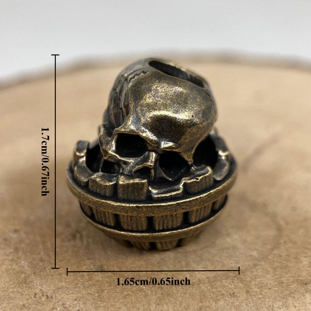 Wine Barrel Drunk Skull Head Brass Knife Bead EDC Outdoor DIY Accessories Woven Lanyard Pendant Jewelry Punk Bracelet Charms