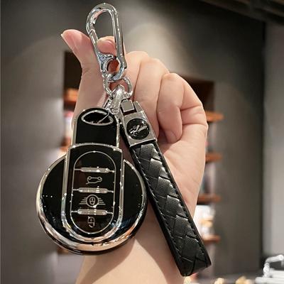 Car Key Case Cover Key Holder with Keychain for BMW MINI Cooper F54 Clubman F55 F56 F57 F60 Countryman 3 Buttons Smart Key Case
