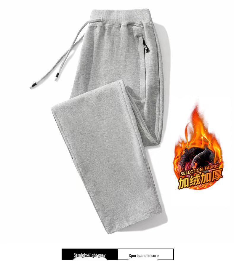 Men's Elastic Waist Fleece Sweatpants - Warm, Casual, Loose-Fit Sports Pants for Winter