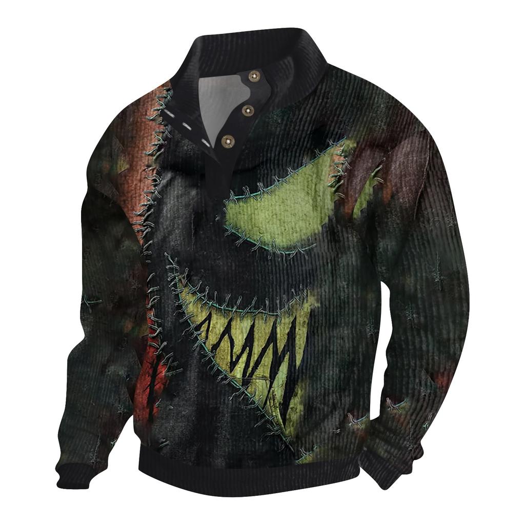 Men's Halloween Printed Corduroy Button Shirt