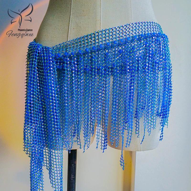 Zhao Hao Rhinestone Tassel Belly Dance Waist Chain Scarf – Multi-layered, Hot-fix Dancewear for Group Performances