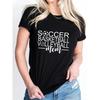 Women Soccer Basketball Volleyball Mom Graphic Print Round Neck Short Sleeve Summer Sports Tee