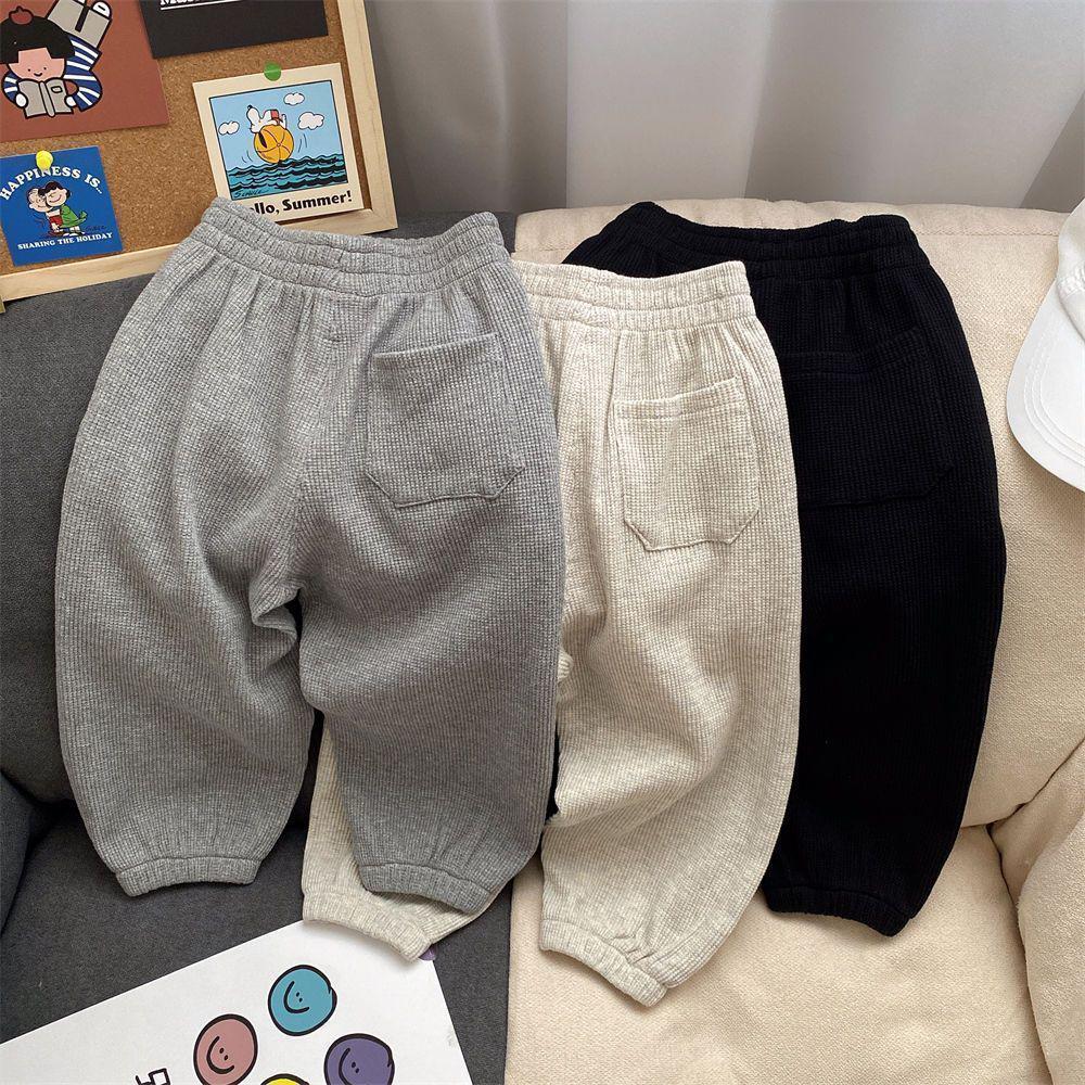 Frühlings- & Herbst Jungen Waffel-Karo Hose - Mit Bündchen, Lockere Hose für Kinder