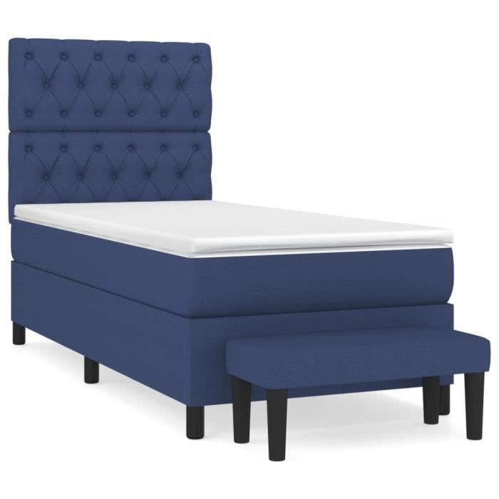 3136795 vidaXL Lit à sommier tapissier avec matelas Bleu 80x200 cm Tissu