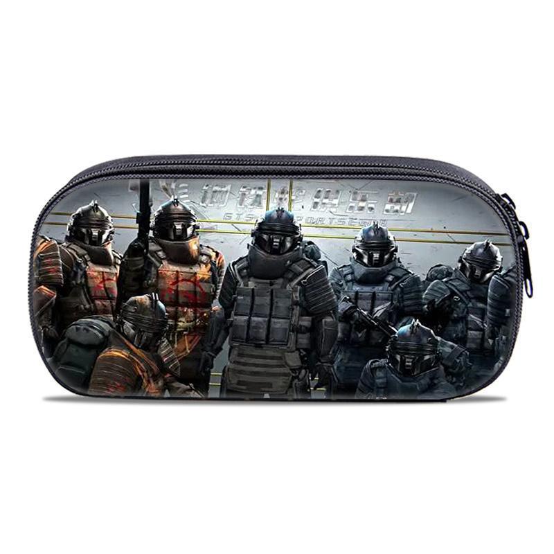 Large Capacity Canvas Pencil Case for Boys, Game for Peace, Subway Survival Theme, Children s Stationery Box Large Capacity Three-layer Canvas Pencil Case