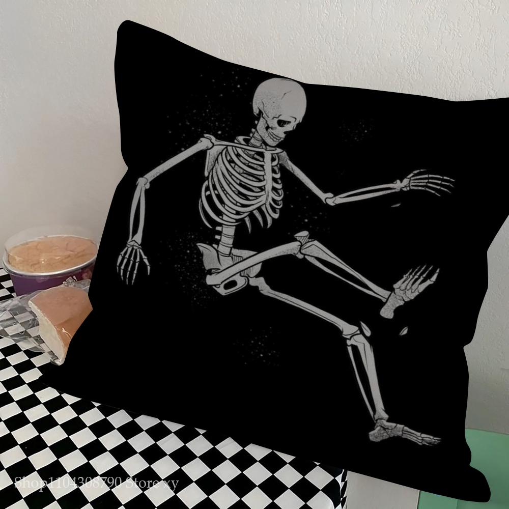 1pc Anatomical Skeleton Chalkboard Pillow Case Square Bedroom Sofa Leisure Comfort Cushion Car Living Room Home Decoration