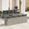 vidaXL 9-piece Garden Sofa Set with Cushions Light Grey Poly Rattan, vidaXL 2-seater Garden Sofa 3354641