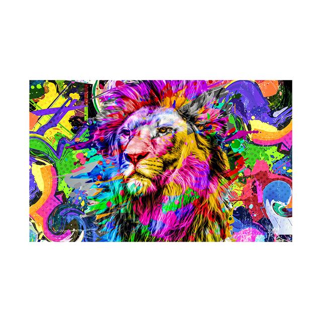 Abstract Psychedelic Lion Cat Canvas Painting Posters and Prints Colorful Animals Wall Art Pictures for Living Room Decor No Frame