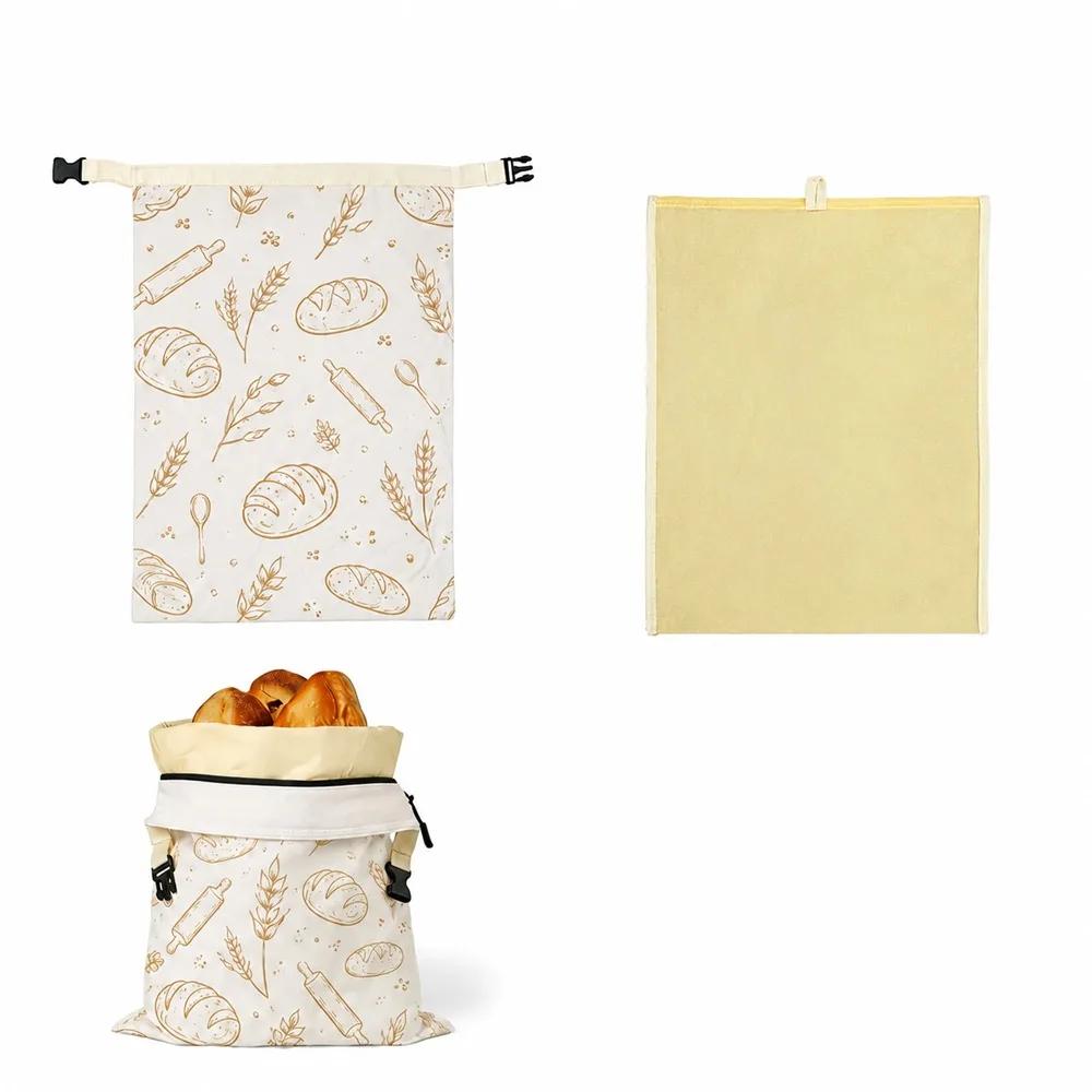 Reusable Beeswax Bread Bags Beeswax Coated Large Capacity Sourdough Bread Bags Freshness Preservation Lock Closure