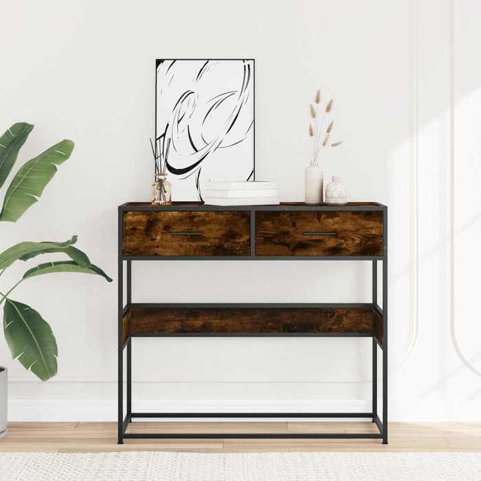 VidaXL Console Table Smoked Oak 90x35x80 Cm Engineered Wood 849176