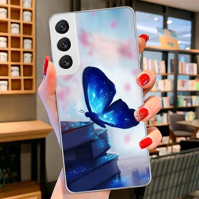 Blue Butterfly Beautiful Wing Cover Phone Case For Samsung Galaxy S26 S25 Edge S24 Ultra S23 S22 Plus S21 S20 FE Soft Fundas She