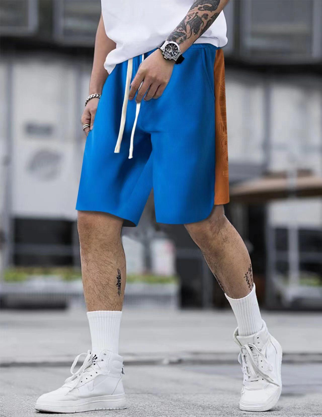 

Новые мужские шорты, подходящие по цвету, свободные летние брюки для отдыха на открытом воздухе XXXL королевский синий