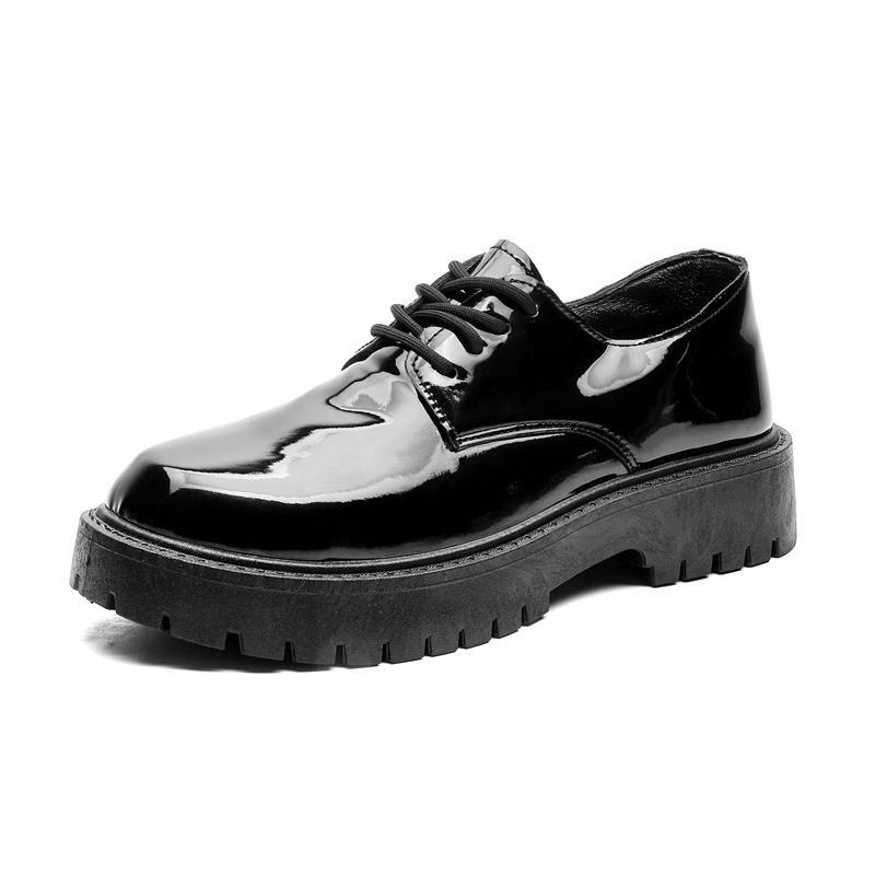 Fashion New Men's Patent Leather Fashionable Loafers Casual Thick-Soled Anti -Slip Wedding Party Shoe Comfortable Lace-Up Business Shoes