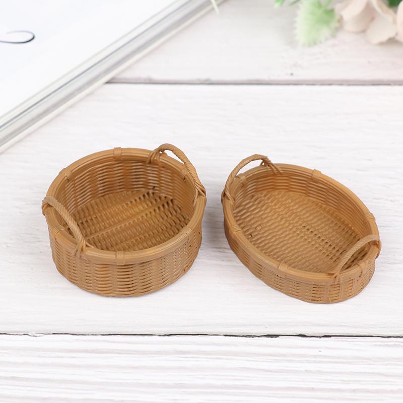 1:12 Dollhouse Simulation Miniature Resin Fruit Bread Food Basket Storage Basket Figure Toys High Quality Durable