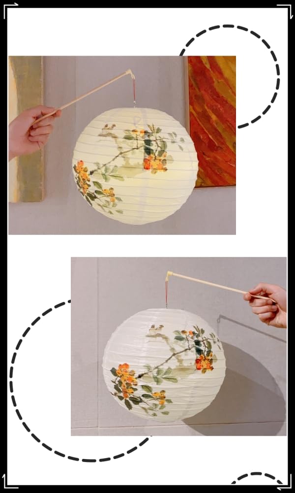 Obon Festivalová lucerna, LED světlo, vzor lokvátu a lotosu, pro festivaly, svatyně, chrámy a další. Led světla. Ideální pro dívky a ženy.