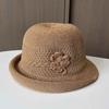 Spring/Summer Fashion Flower Embellished Hat | Women's British & French Style Rolled Brim Sun Hat | Holiday Outing Fisherman Hat