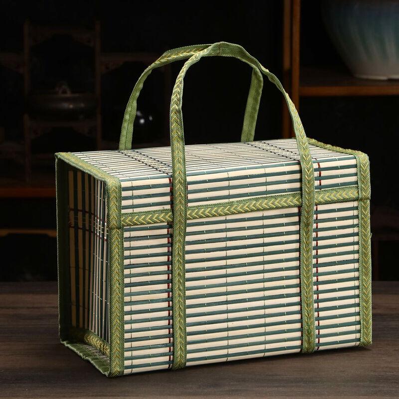 Handwoven Bamboo Gift Basket with Handle