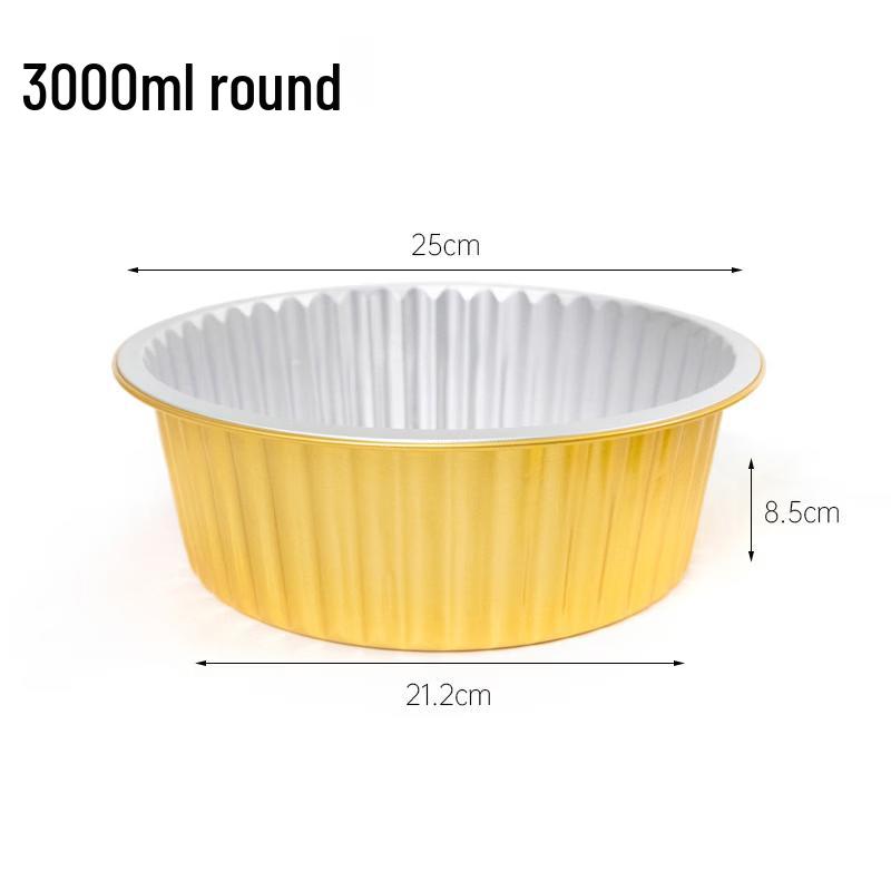 

Round Gold Thickened Aluminum Foil Takeaway Containers with Lids