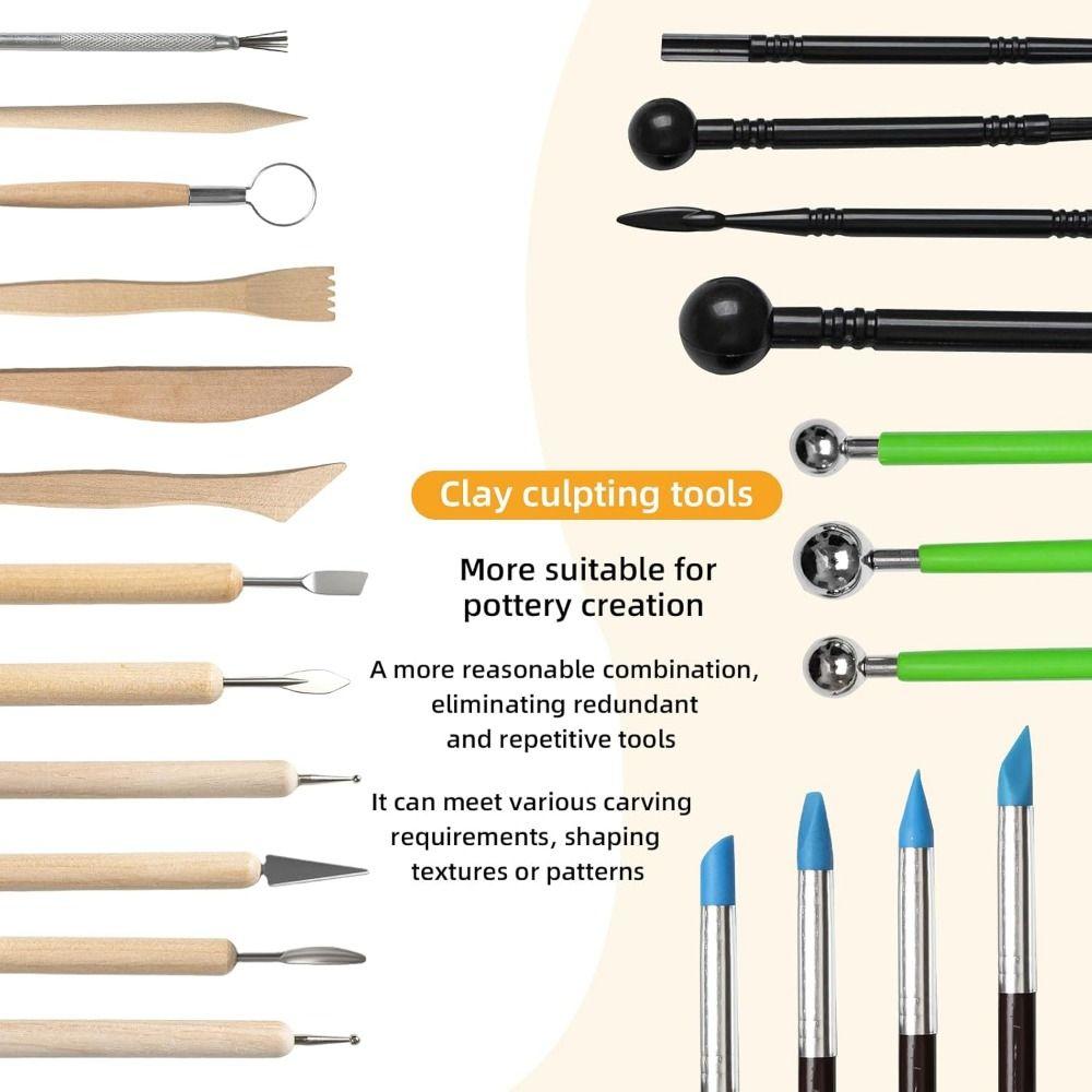 19/25/29Pcs Soft Clay Clay Sculpting Tools Kit DIY Art Pottery Tools for Beginners