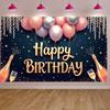 Sparkle Background Champagne Glasses Birthday Display Cheers Display Pink Balloons Party Backdrop For Women's Gathering Festive