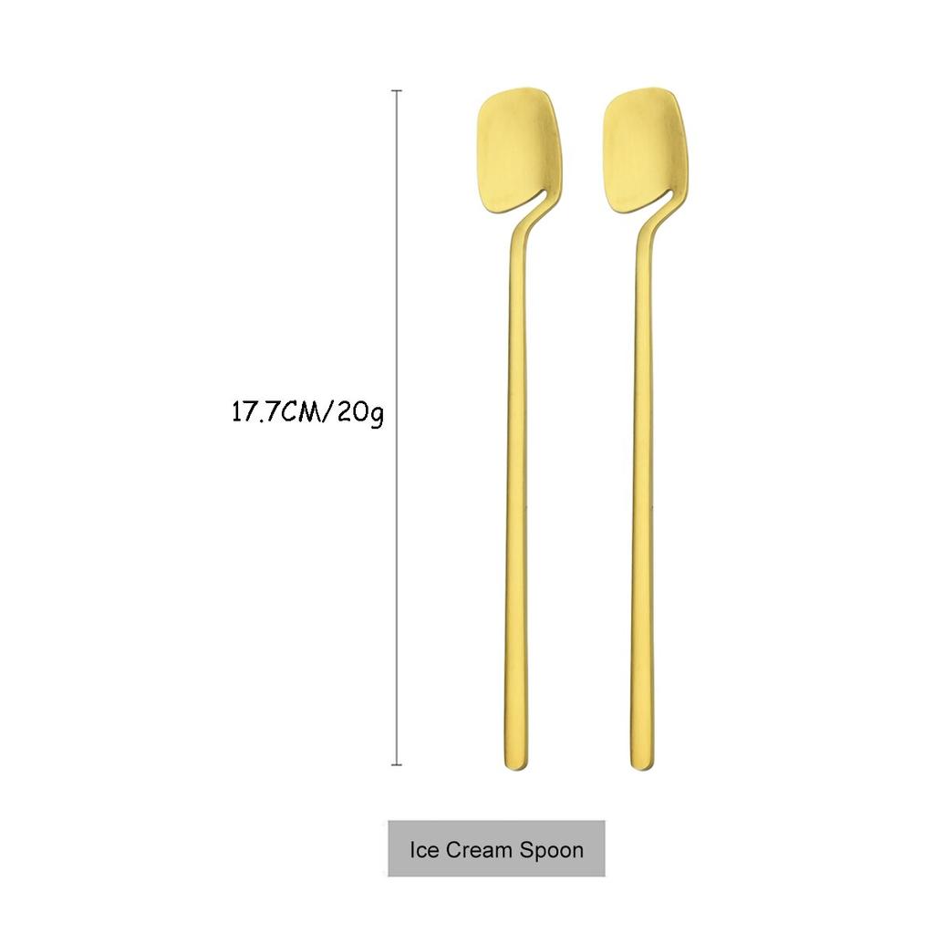 2dílné příbory z nerezové oceli 304 naběračka na zmrzlinu dlouhá lžíce kávová lžička příbory matné barevné medové lžičky nádobí kuchyňské doplňky