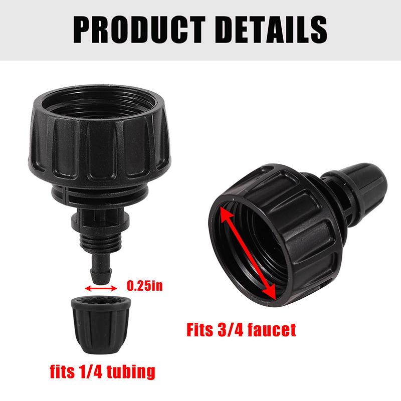5pcs Garden Hose Adapter Lock Barbed Design For Garden Tap 3/4" To 1/4" Drip Irrigation Tubing Pipe Connector Garden Accessories
