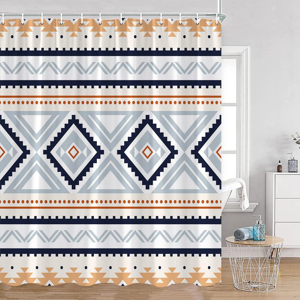 Vintage Bohemian Shower Curtain Boho Pattern Geometric Indian Mandala Style Bathroom Curtains Polyester Fabric Bath Decor