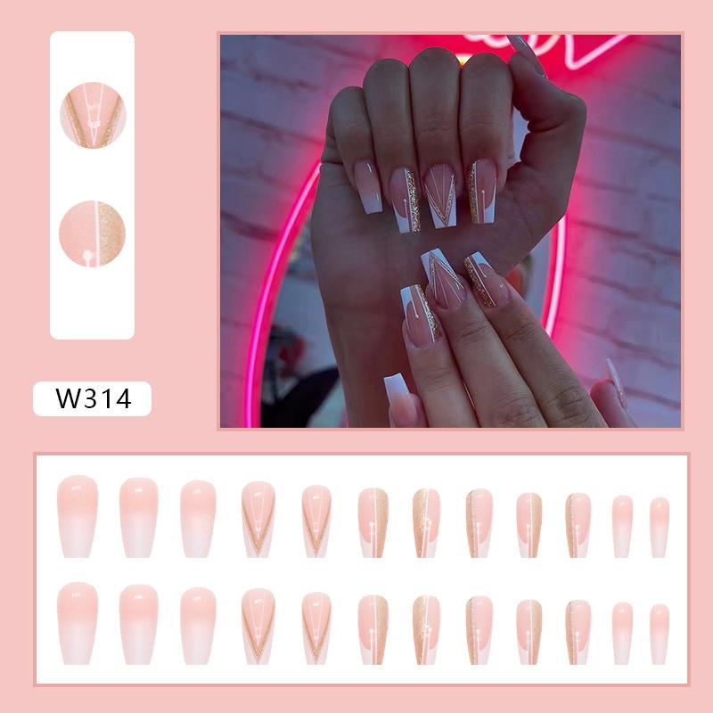 Europäische und amerikanische Nailart-Stücke, süße und coole Nägel im Ins-Stil, matte Textur, weiß im Comic-Stil, lange Ballettnägel
