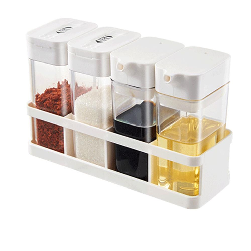 4 Grid Seasoning Jars Set Plastic Oil Jars Practical Seasoning Box Home Use