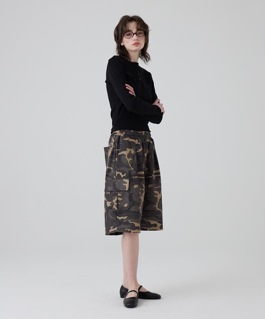 DANGLEDROP Dgdp Bermuda Camo Point Cargo Sweat Shorts_Khaki