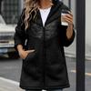2025 New Style, Women's Clothing, Autumn/winter Cardigan, Hooded, Mid Length, Zipper, Loose Plush Jacket, Winter Thick Jacket