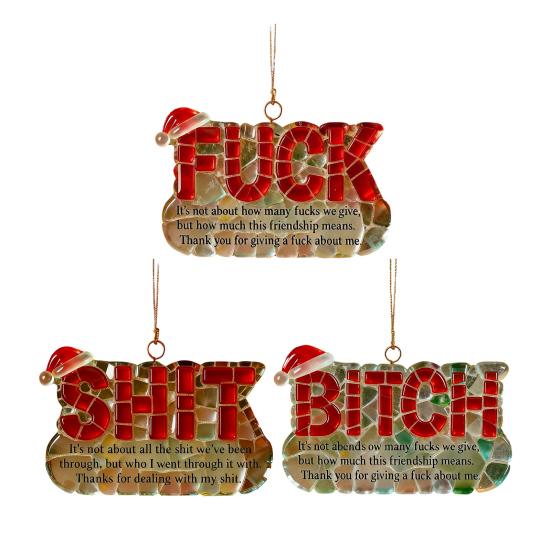 Yousheng Funny Friendship Christmas Ornament Letter Charm Humorous Friend Pendant with Hanging Cord Holiday Decor