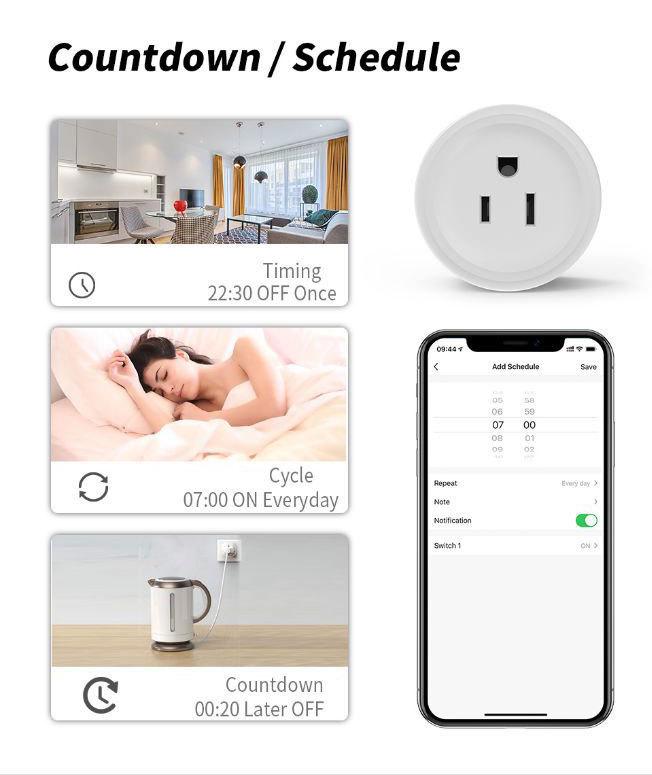 HomeKit US Standard WiFi Smart Socket 10A Switch with Voice Control and Alexa Compatibility