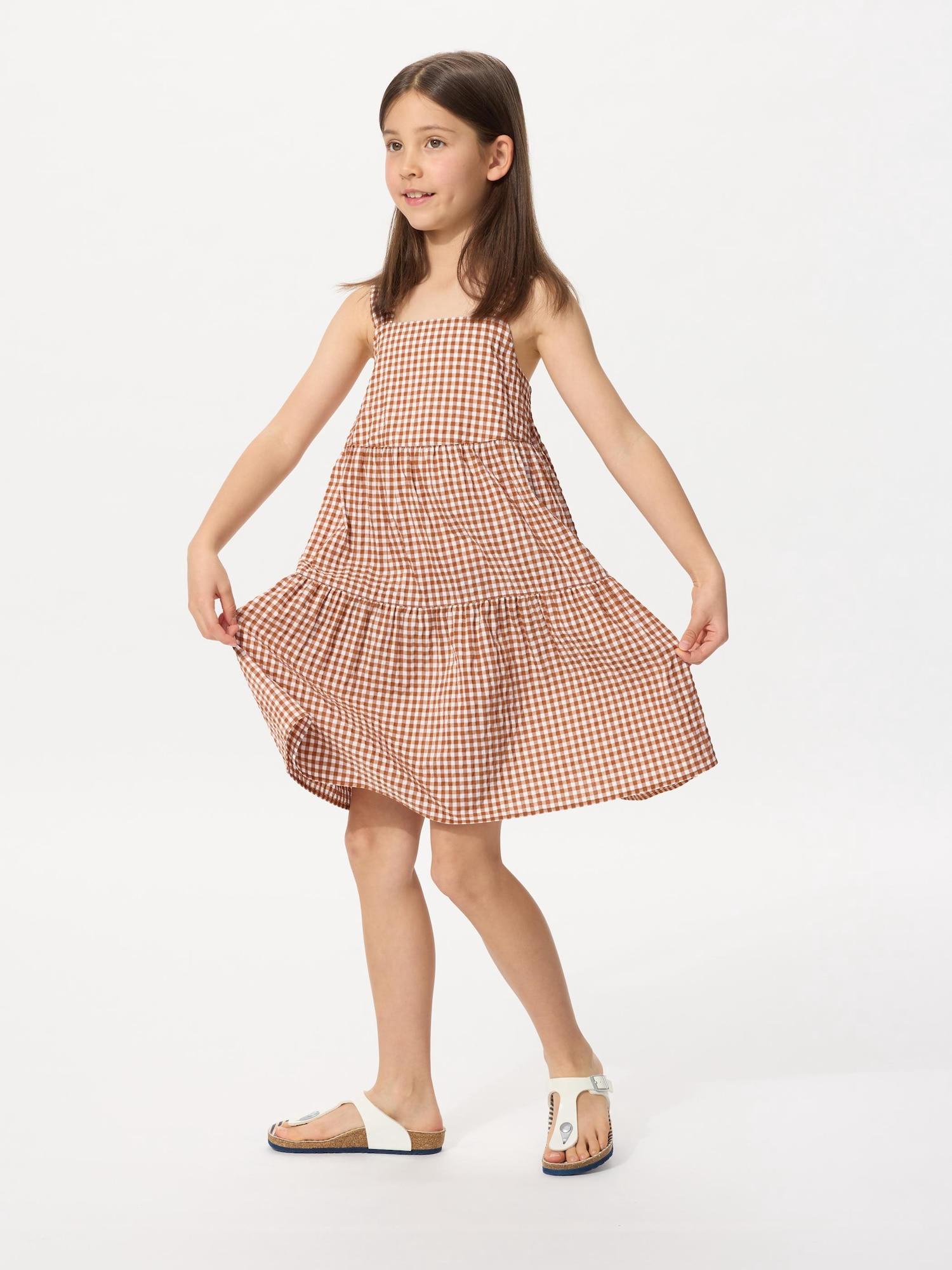 

Uniqlo Girls Camisole Dress Check 35 BROWN/KIDS 110