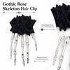 Halloween Skeleton Hand and Twin Flower Hair Accessory for Women and Girls