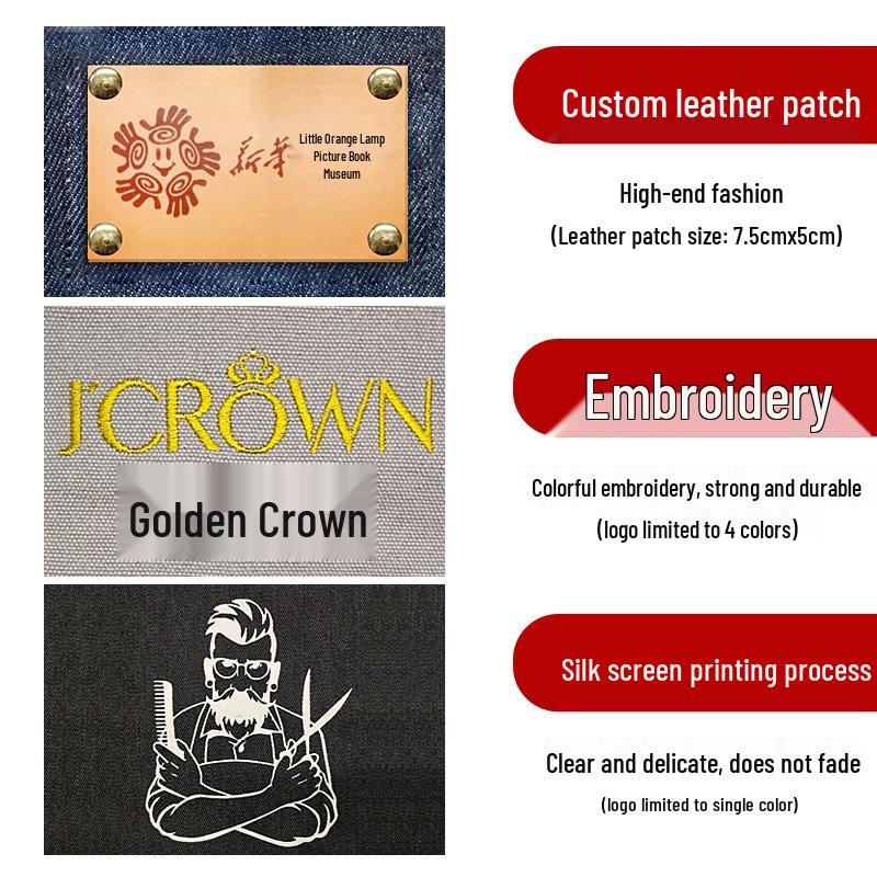 Custom Logo Barber Denim Apron for Hairdressers, Stylists, Artists, and Students