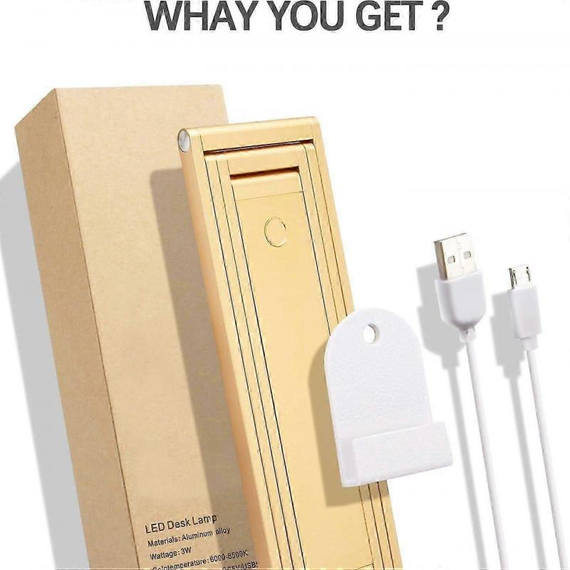 Foldable Led Desk Lamp - Folding Portable Usb Table Light With 3 Brightness Settings