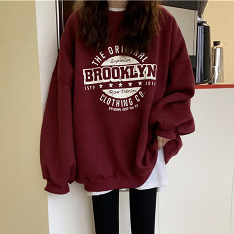 Fleece hoodless sweater women's winter thin loose large size top jacket