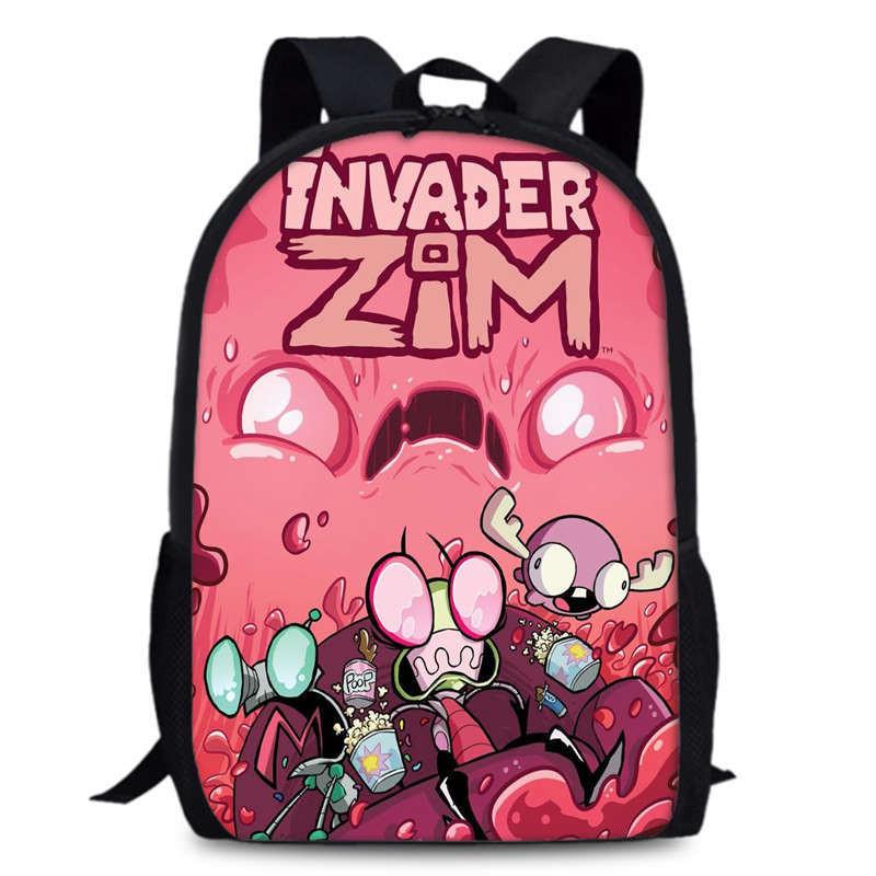 Zim Dib Invader Gaz Cartoon Animated Character Printed Backpack Children