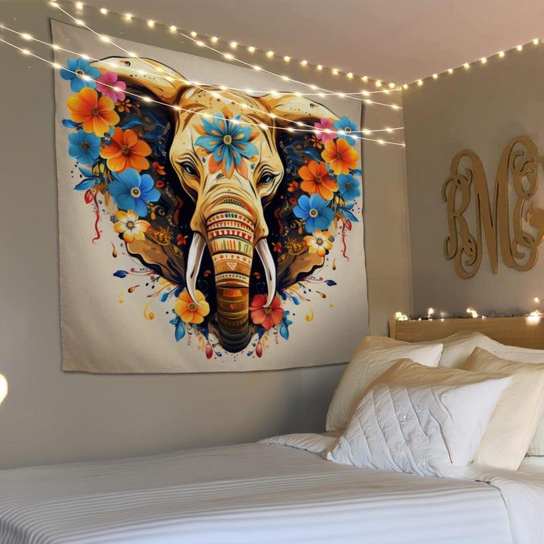Mandala Elephant tapestry 75x100 чёрный