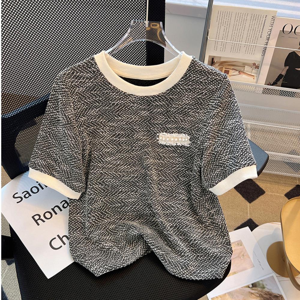 Casual Knitted T-shirt Tops Skinny Summer Women T-shirts Outwear Solid Women's O-neck Short Sleeve Bottoming Tees for Female